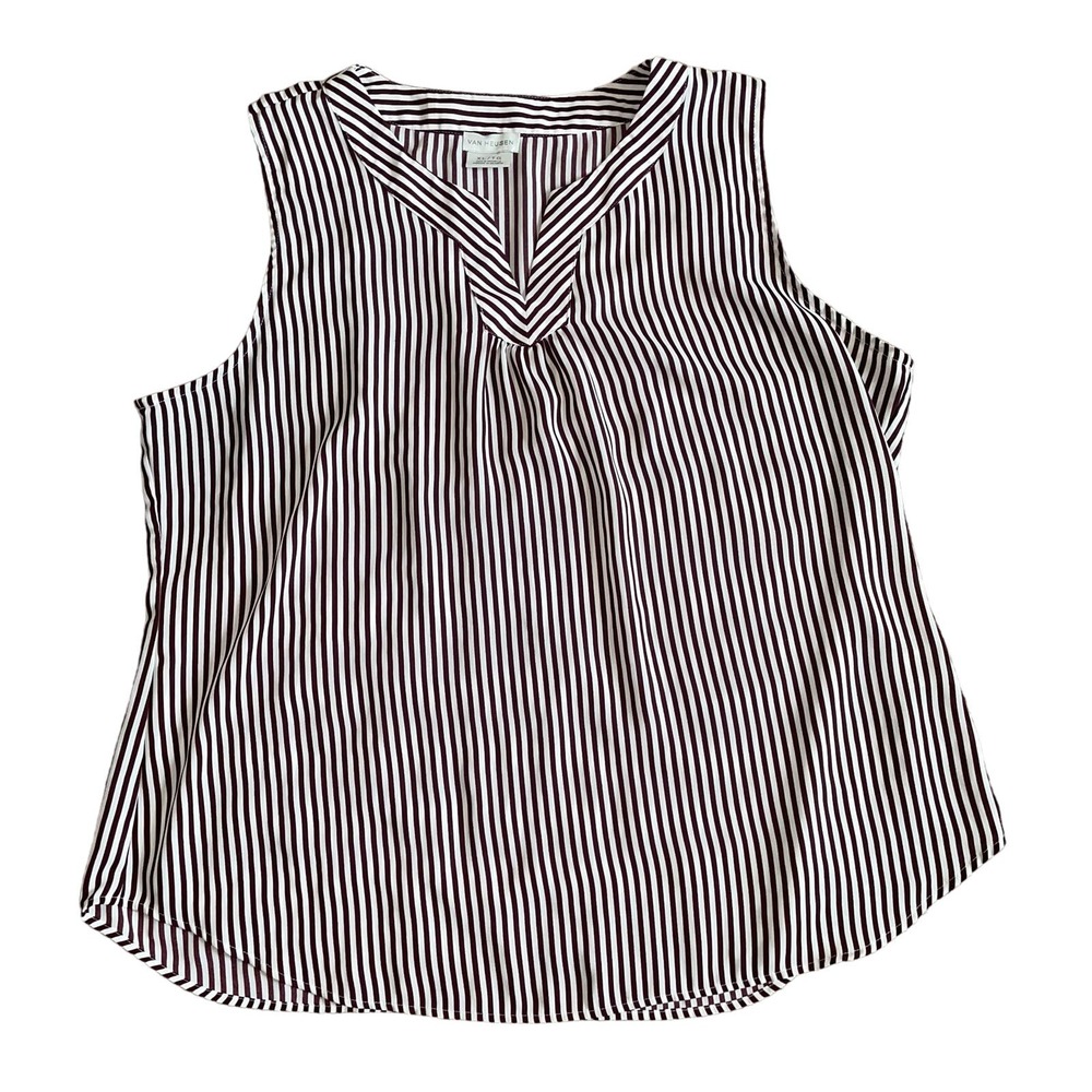 Van Heusen Brown/Cream Vertical Striped Sleeveless Top - Size XL**..